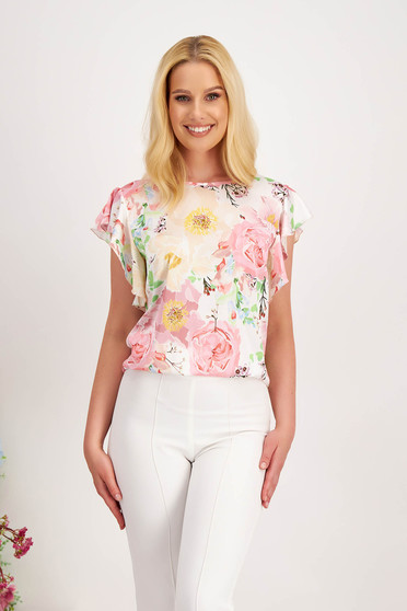 Bluza dama din material fluid cu croi larg si imprimeu floral digital - StarShinerS