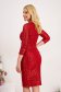 Red Sequin Pencil Dress with Three-Quarter Sleeves - StarShinerS 2 - StarShinerS.com