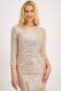 - StarShinerS gold dress with sequins midi pencil with 3/4 sleeves 6 - StarShinerS.com