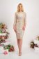 - StarShinerS gold dress with sequins midi pencil with 3/4 sleeves 4 - StarShinerS.com