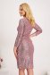 - StarShinerS powder pink dress with sequins midi pencil with 3/4 sleeves 2 - StarShinerS.com