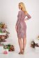 - StarShinerS powder pink dress with sequins midi pencil with 3/4 sleeves 4 - StarShinerS.com