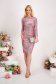 - StarShinerS powder pink dress with sequins midi pencil with 3/4 sleeves 6 - StarShinerS.com