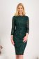 - StarShinerS darkgreen dress with sequins midi pencil with 3/4 sleeves 1 - StarShinerS.com