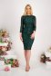 - StarShinerS darkgreen dress with sequins midi pencil with 3/4 sleeves 3 - StarShinerS.com