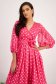 Fuchsia Veil Midi Dress in Clos with Puffy Sleeves and Flower-shaped Brooch - StarShinerS 4 - StarShinerS.com
