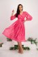 Fuchsia Veil Midi Dress in Clos with Puffy Sleeves and Flower-shaped Brooch - StarShinerS 3 - StarShinerS.com