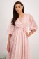 Light Pink Veil Midi Dress in A-Line with Puffed Sleeves and Flower-Shaped Brooch - StarShinerS 5 - StarShinerS.com