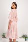 Light Pink Veil Midi Dress in A-Line with Puffed Sleeves and Flower-Shaped Brooch - StarShinerS 2 - StarShinerS.com