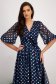 Navy Blue Chiffon Midi A-line Dress with Puffy Sleeves and Flower-Shaped Brooch - StarShinerS 6 - StarShinerS.com