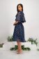Navy Blue Chiffon Midi A-line Dress with Puffy Sleeves and Flower-Shaped Brooch - StarShinerS 4 - StarShinerS.com