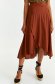 Brown skirt thin fabric midi asymmetrical wrap around 2 - StarShinerS.com