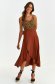 Brown skirt thin fabric midi asymmetrical wrap around 4 - StarShinerS.com