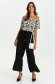 Black trousers thin fabric pleated flared high waisted 1 - StarShinerS.com