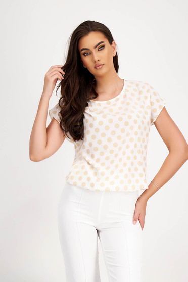 Short sleeves blouses, Women`s blouse thin fabric loose fit with elastic waist - StarShinerS.com