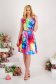 Rochie din stofa elastica scurta cu pliuri si accesoriu tip curea cu imprimeu marble multicolor 3 - StarShinerS.ro