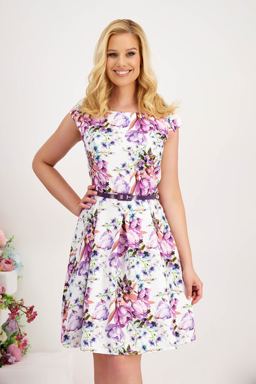 Purple dresses, Dress elastic cloth short cut cloche accessorized with belt - StarShinerS.com
