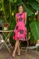 Satin A-line dress with round neckline and digital floral print - StarShinerS 3 - StarShinerS.com