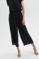 Black jumpsuit thin fabric long flared with elastic waist accessorized with tied waistband 2 - StarShinerS.com