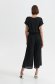 Black jumpsuit thin fabric long flared with elastic waist accessorized with tied waistband 3 - StarShinerS.com