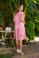 Powder pink dress thin fabric midi loose fit with ruffle details 4 - StarShinerS.com