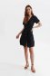Black dress thin fabric short cut straight shirt dress lateral pockets 2 - StarShinerS.com