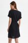 Black dress thin fabric short cut straight shirt dress lateral pockets 3 - StarShinerS.com