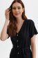 Black dress thin fabric short cut straight shirt dress lateral pockets 5 - StarShinerS.com