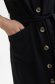 Black dress thin fabric short cut straight shirt dress lateral pockets 6 - StarShinerS.com