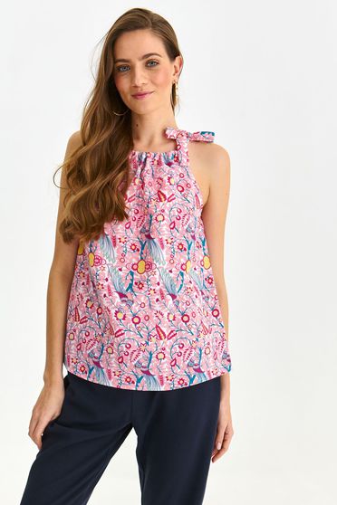Pink women`s blouse thin fabric loose fit with straps