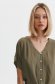 Khaki women`s shirt thin fabric loose fit with v-neckline 5 - StarShinerS.com