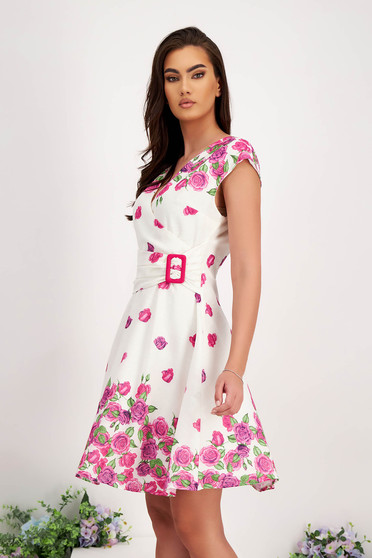Online Dresses - Page 6, Dress linen cloche wrap over front with floral print - StarShinerS.com
