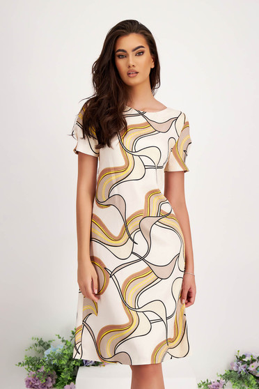 Cream dresses, Dress thin fabric from satin fabric texture short cut straight - StarShinerS.com