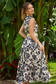 Long navy lace dress with floral print without sleeves with belt accessory - SunShine 2 - StarShinerS.com
