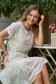 Ivory Lace Midi Dress with Short Sleeves Accessorized with Cord - SunShine 3 - StarShinerS.com