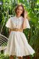 White dress guipure short cut cloche accessorized with belt 1 - StarShinerS.com