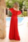 Long red glitter applique veil dress with split leg in flared style - Artista 2 - StarShinerS.com