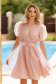 Powder pink dress from tulle short cut cloche with puffed sleeves wrap over front 1 - StarShinerS.com