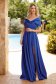 Rochie din tafta elastica albastra lunga in clos crapata pe picior - Artista 1 - StarShinerS.ro