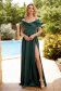 Darkgreen dress long cloche taffeta slit 1 - StarShinerS.com
