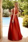Burgundy long dress from taffeta with slit on the leg and embellished accessories on the belt 2 - StarShinerS.com