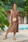 Brown dress viscose shirt dress accessorized with tied waistband 5 - StarShinerS.com
