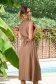 Brown dress viscose shirt dress accessorized with tied waistband 2 - StarShinerS.com