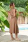 Brown dress viscose shirt dress accessorized with tied waistband 4 - StarShinerS.com
