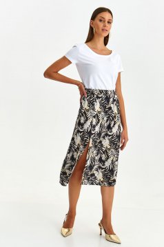 White skirt viscose with floral print midi