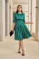 - StarShinerS green midi dress from satin with 3/4 sleeves and puffed sleeves 5 - StarShinerS.com