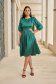 - StarShinerS green midi dress from satin with 3/4 sleeves and puffed sleeves 6 - StarShinerS.com