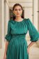 Rochie din satin verde-inchis midi in clos cu maneci trei-sferturi bufante - StarShinerS 7 - StarShinerS.ro