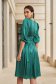 - StarShinerS green midi dress from satin with 3/4 sleeves and puffed sleeves 2 - StarShinerS.com