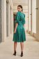 - StarShinerS green midi dress from satin with 3/4 sleeves and puffed sleeves 4 - StarShinerS.com